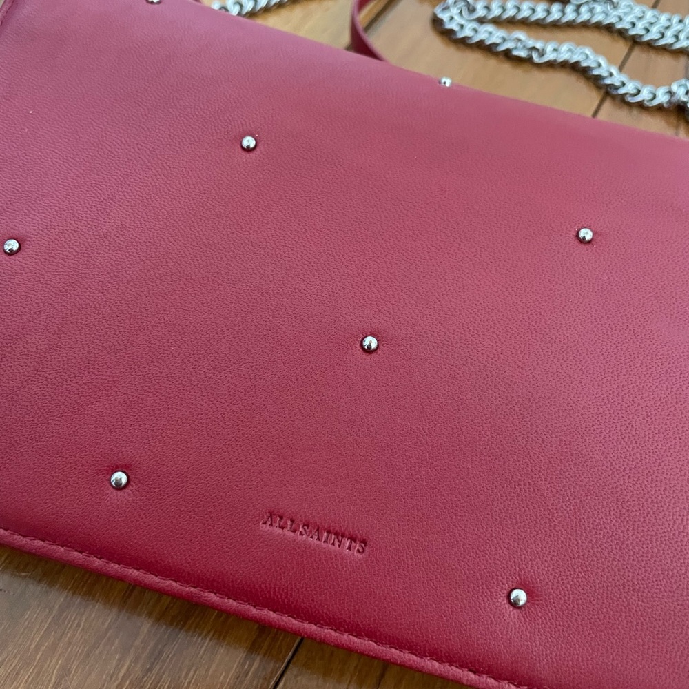 All saints red crossbody bag